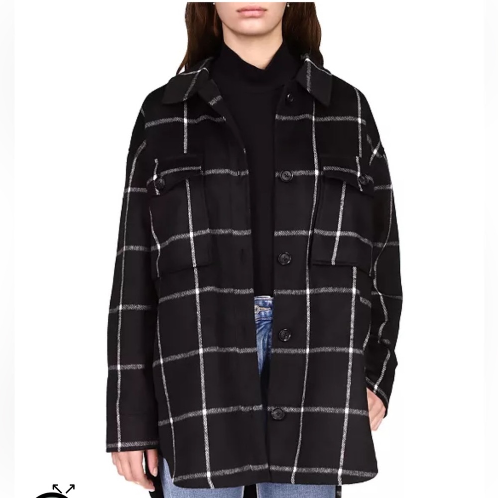 Sanctuary midi Shacket window pane plaid black and white size small